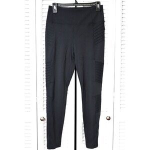 Athleta Black Moto Leggings Womens Size M High Rise Zip Ankle Stretch